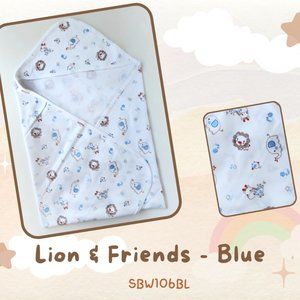 Newborn/Infant/Baby/Wrapper/Swaddle/Envelope/Blanket/Towel/Lion & Friends/Blue